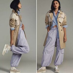 NWOT Anthropologie Daily Practice Base Jump Parachute Pants L large light purple